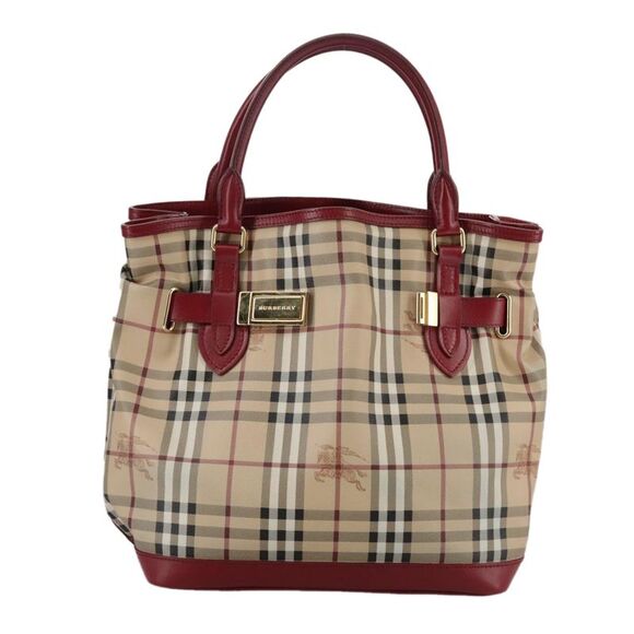 Burberry Haymarket Beige Canvas Tote Bag (Pre-Owned) - Picture 1 of 16
